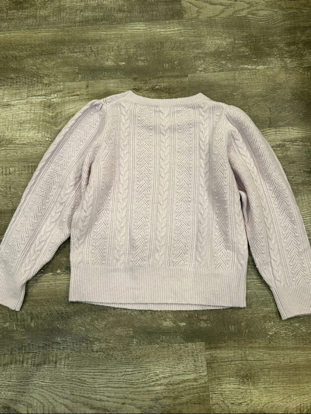 J. Crew Light Lavender Cable-Knit Puff-Sleeve Sweater‎ XL